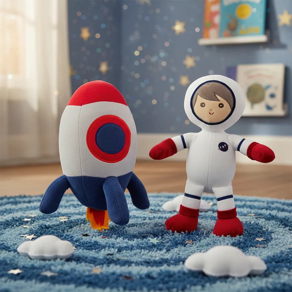 Astronauta e Foguete de Pelúcia Espacial  Planeta decoração Quarto Festas Presente Original Toybrink