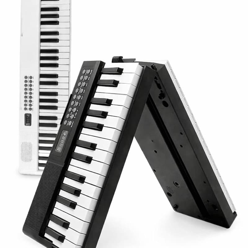 Teclado Eletrônico Dobrável 61 Teclas Tomate Portátil com 200 Ritmos e 200 Timbres