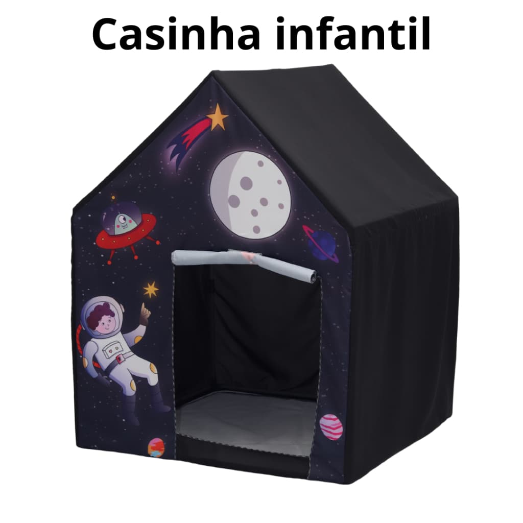 Casinha Astronauta Infantil Criança Cabana Tenda Menino Lua Barraca Masculina Espaço Planetas Tecido