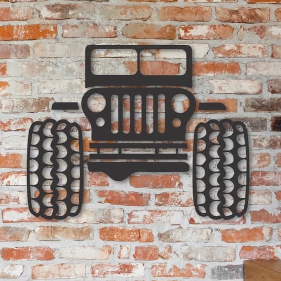 Placa Puzzle DIY Decorativo Jeep Carro Estrada Madeira MDF Com Fita Dupla Face Adesiva Preto Fosco