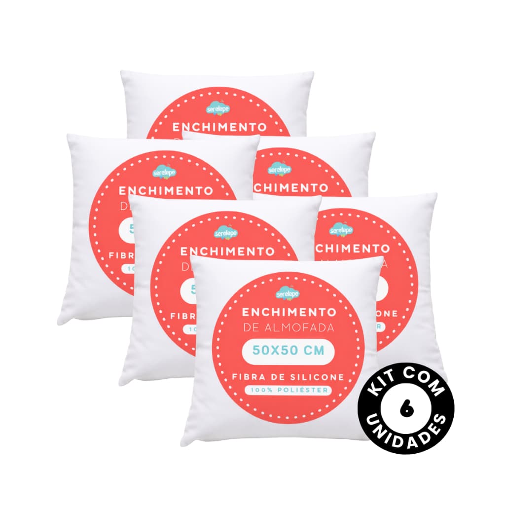 Kit Enchimento Refil Almofada 50x50 cm Fibra Siliconada Cama Quarto Sofa Sala Decoração