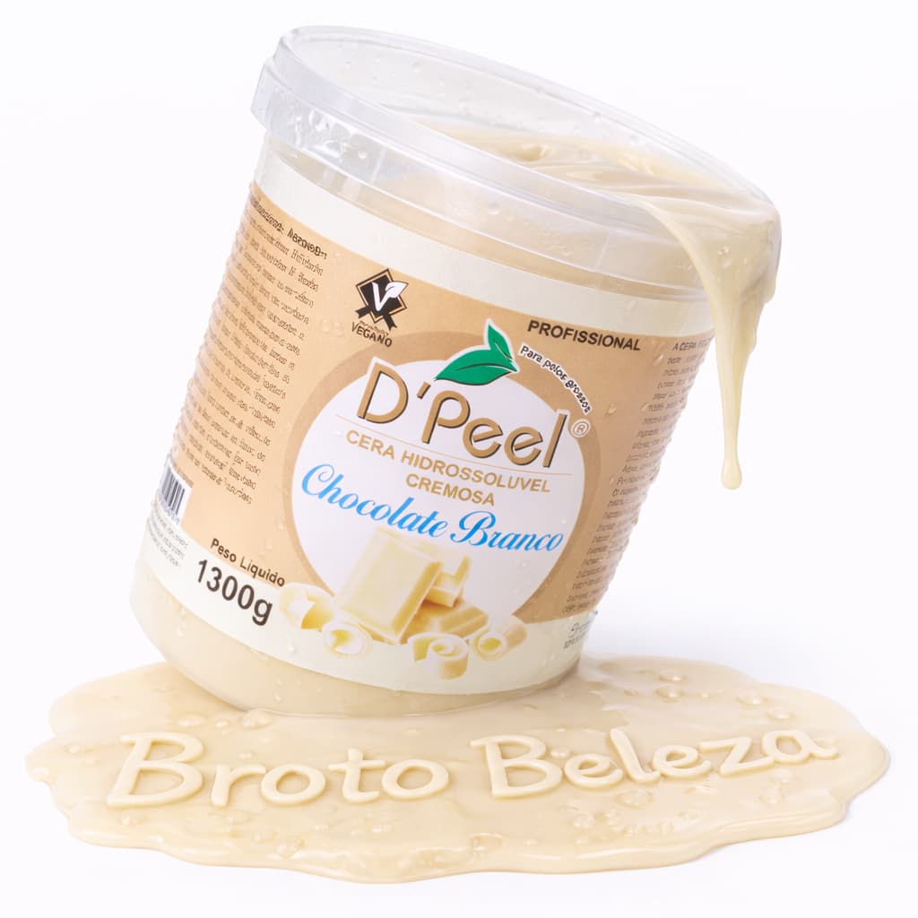 Cera Hidrossoluvel Chocolate Branco 1.300g  D'peel Cera Depilatória Morna para Pelos grossos