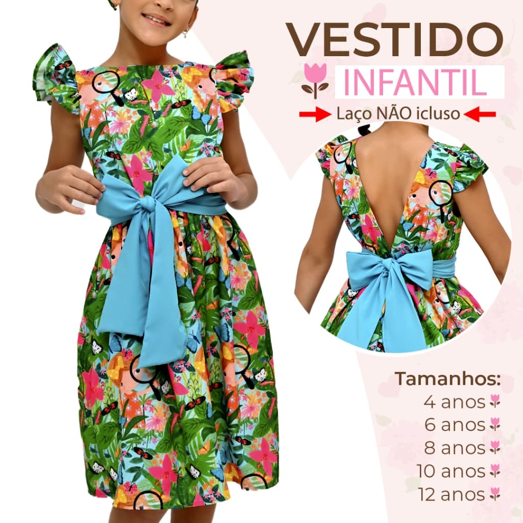 Vestido Infantil Estampado Colorido Menina Junino Xadrez Estiloso Bloguerinha 4 a 12 Anos