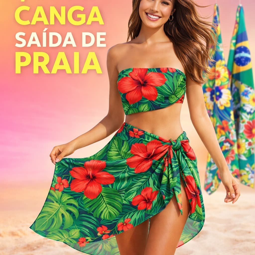 CANGA DE PRAIA/Poliéster Multicoloridas Com Variações De Estampas Escolher Dryfit
