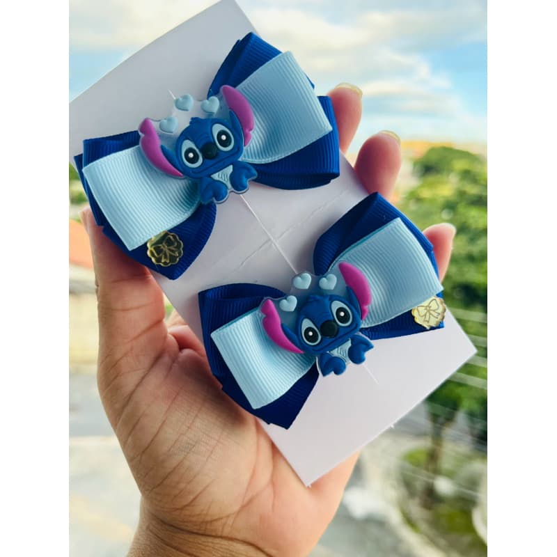 Bico de Pato Laço de Cabelo  Personagem Stitch e Angel, Acessorio de Cabelo Infantil Presilha