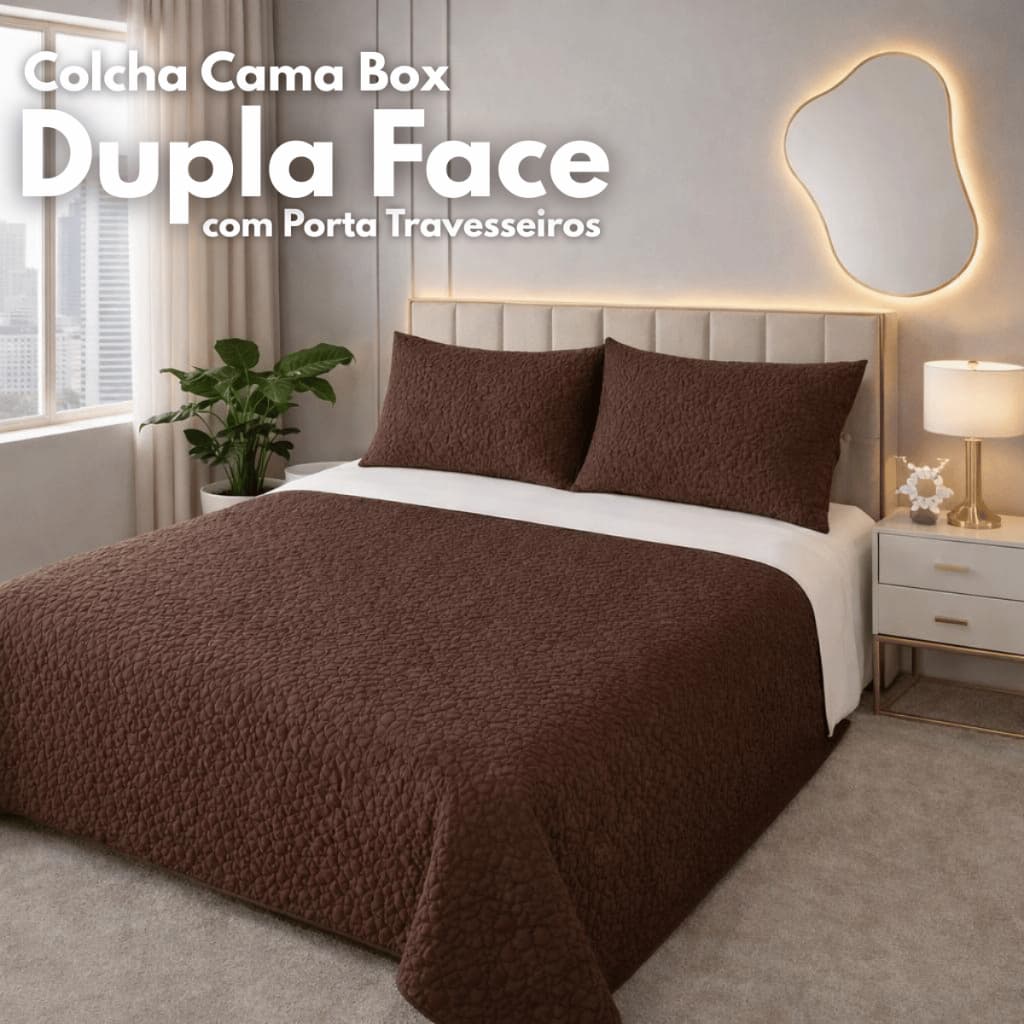 Colcha Casal Queen King Solteiro Cama Posta Box Dupla Face Porta Travesseiro Macia Moderna Luxo