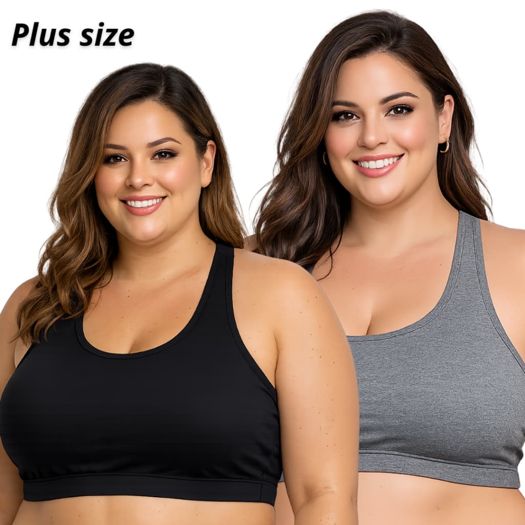Kit 2 Tops Academia Plus Size Feminino Suplex Alta  Sustentação Fitness Treino Confortável G1 G2 G3
