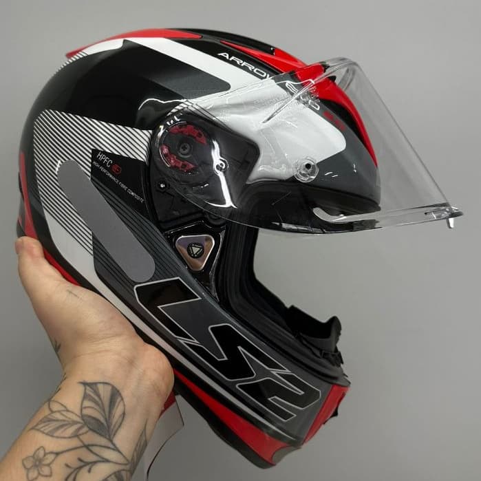 CAPACETE LS2 FF323 ARROW REVO COMPETE TITANIUM/VERMELHO/PRETO COM RISCOS OPORTUNIDADE LIQUIDAÇÃO