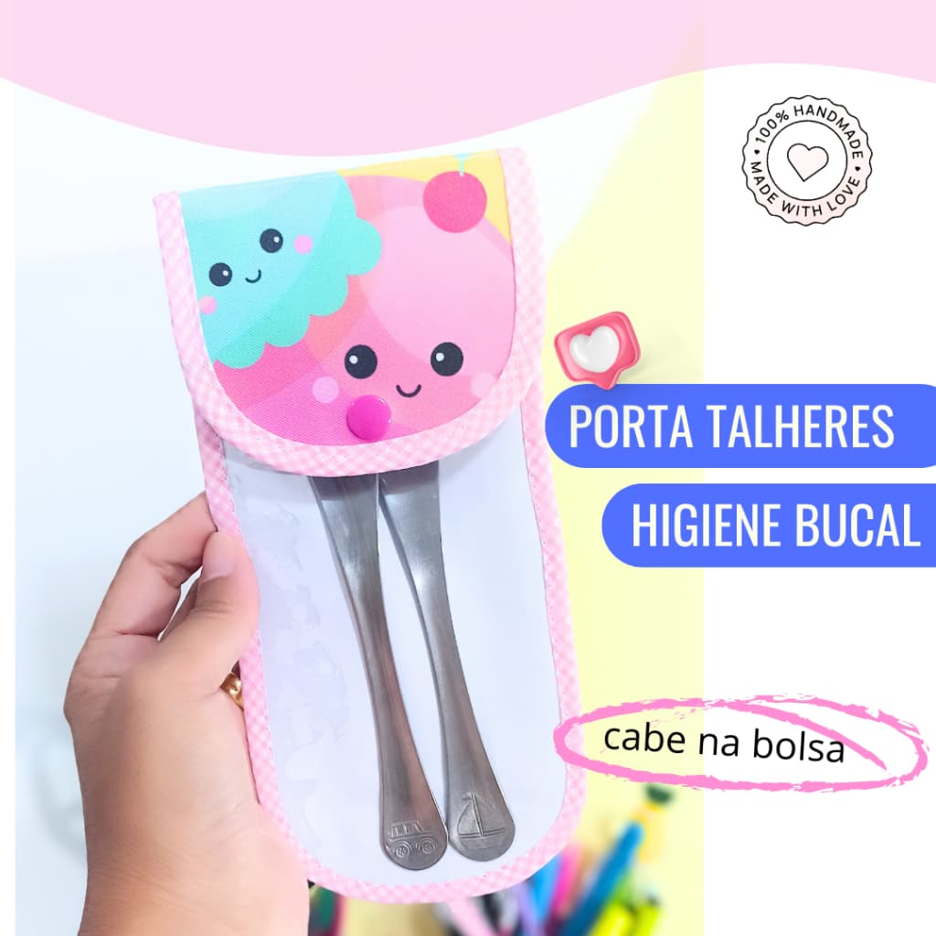 Porta talheres Portátil | Estojo Escolar para Escova e Pasta de Dente | Higiene Bucal escola Infantil Menina