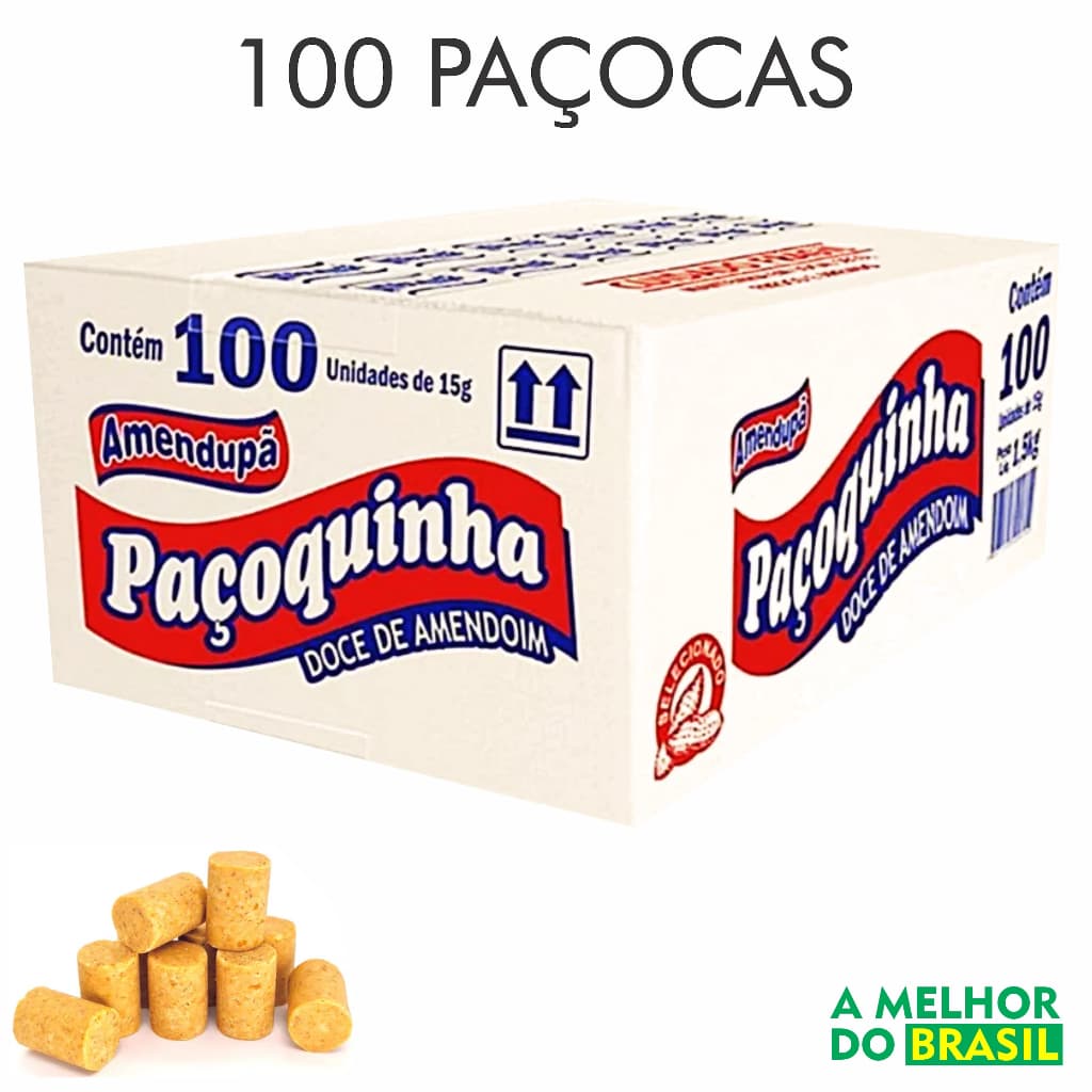 Paçoquinha Amendupã - A melhor do Brasil - Caixa com 100 unidades