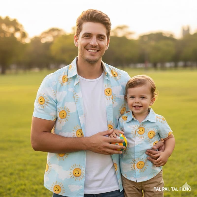 camisa social aniversário sol volta ao solzinho tal pai tal filho