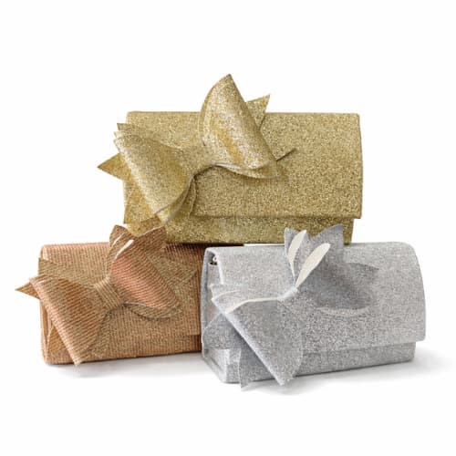Bolsa Clutch Feminina Infantil Glitter com Laço Luxo para Festa, Casamento e Formatura