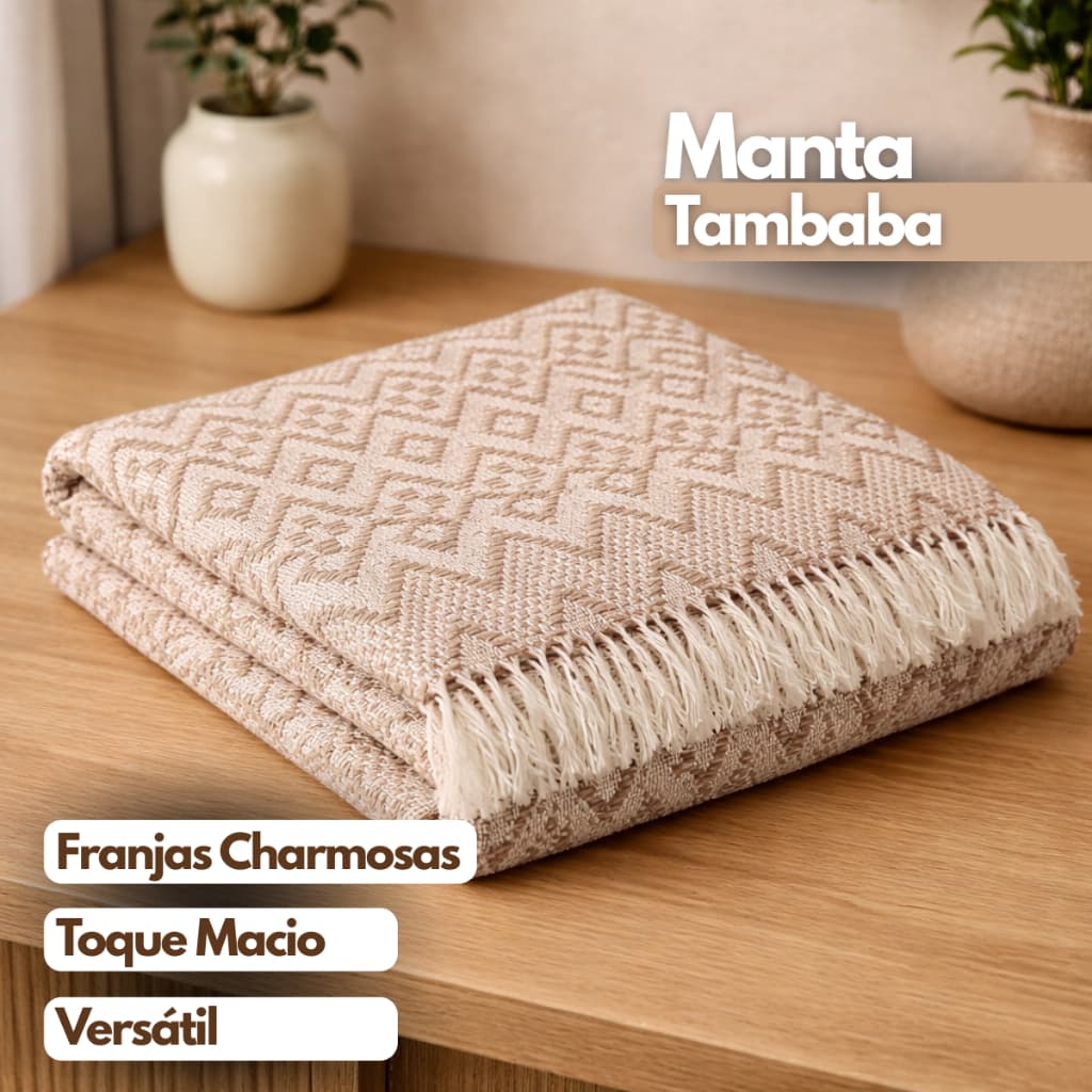 Manta Para Sofá Tambaba Algodão 2,40x1,80m Decorativa Cores Caramelo E Crua Premium