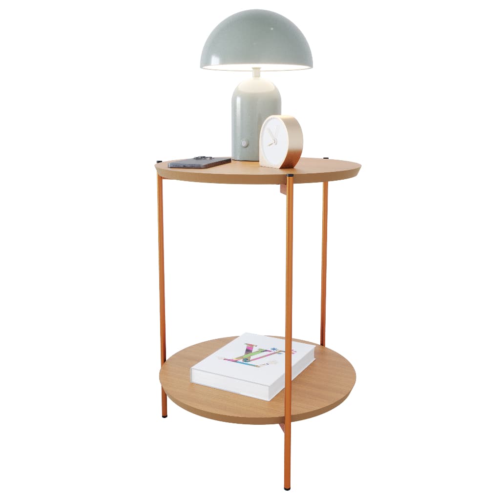 Mesa Lateral Aurora – Mesa de Apoio para Sala, Quarto ou Escritório com Pés em Ferro Bronze