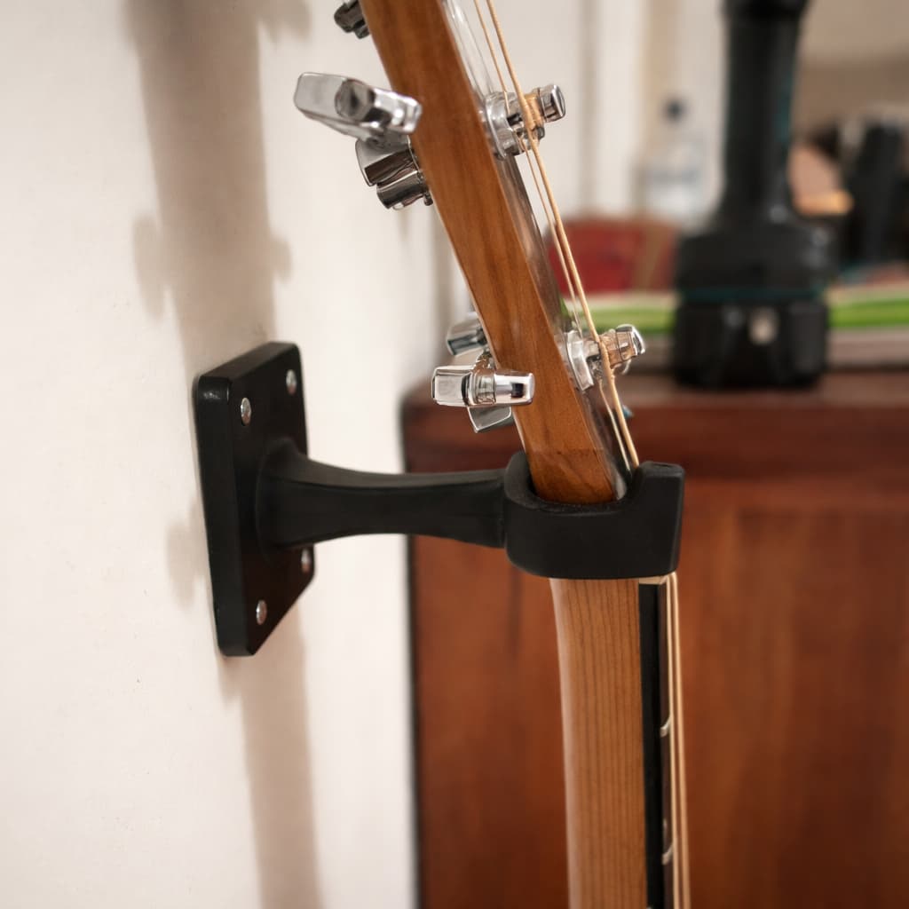 Suporte Gancho Para Violão Guitarra Baixo Resistente Preto