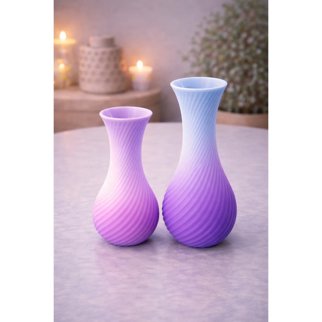 Kit 2 Vasos Decorativos Espiral 15cm e 18cm Multi-Cores Enfeite Moderno Minimalista para Sala e Escritório