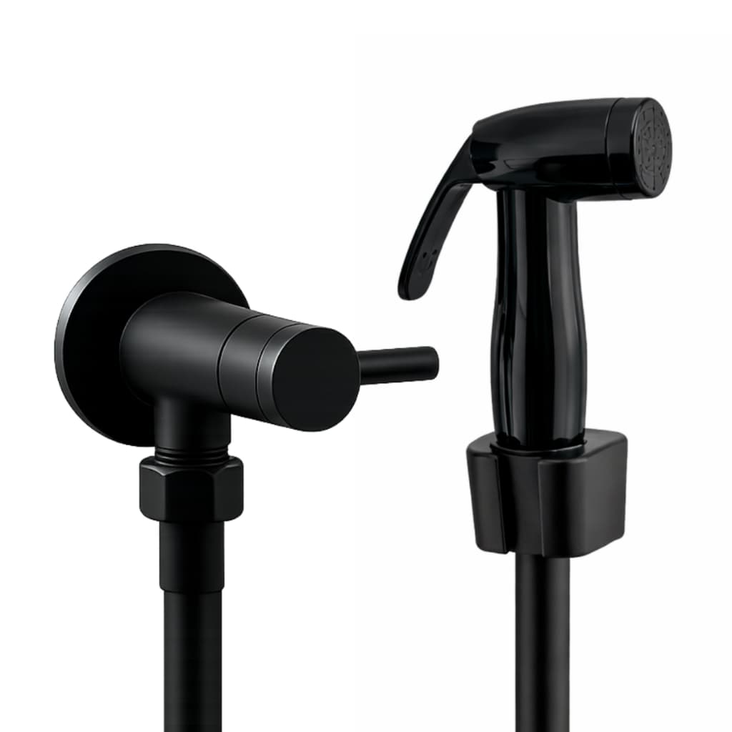 Ducha Higiênica Chuveirinho Intimo Preto Fosco Matte de Banheiro em Abs