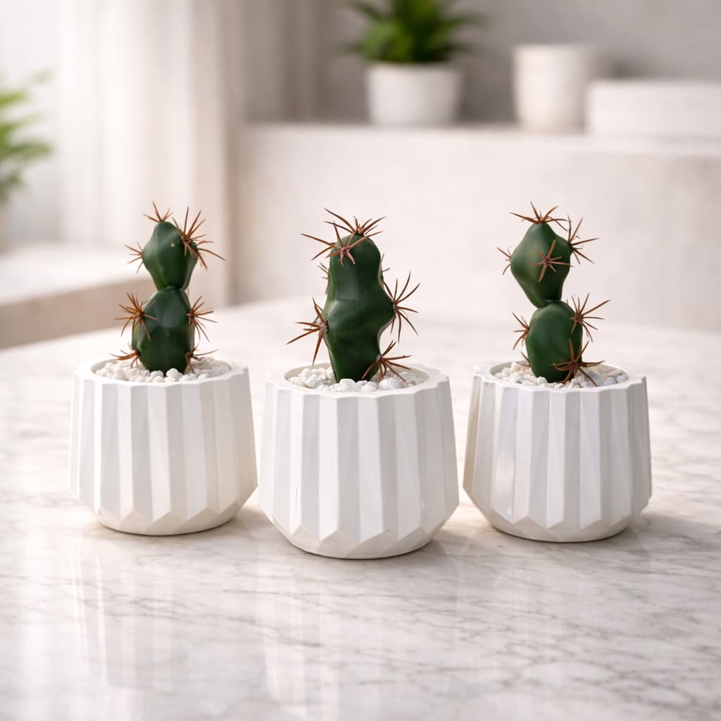 Kit Arranjo Cactus Suculenta Vaso Gesso Decorativo Sala, Escritório, Apartamento Decoração, Lembrancinha Casamento, Mesa