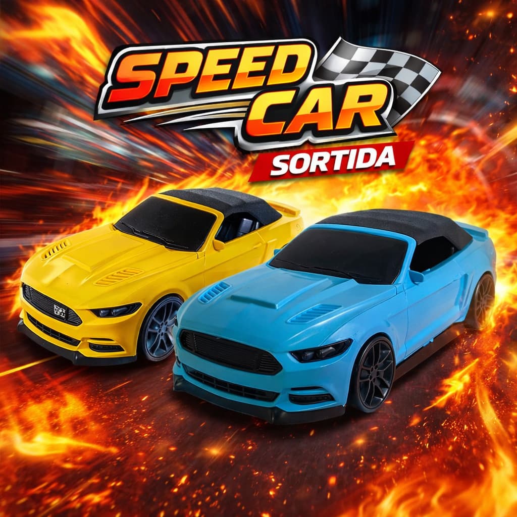 Carrinho Brinquedo Esportivo Amarelo Capô Aberto Rodas Presente Criança Veiculo Menino