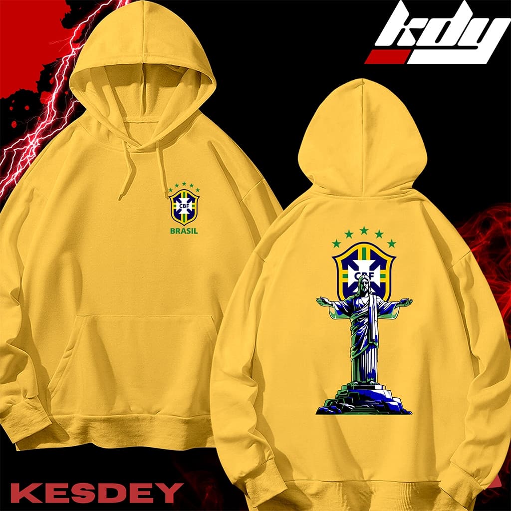 Moletom Masculino Amarelo Com Capuz Casual Confortável