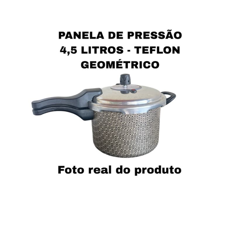 Panela de pressão 4,5 litros - Fechamento Externo - Teflon Geométrico