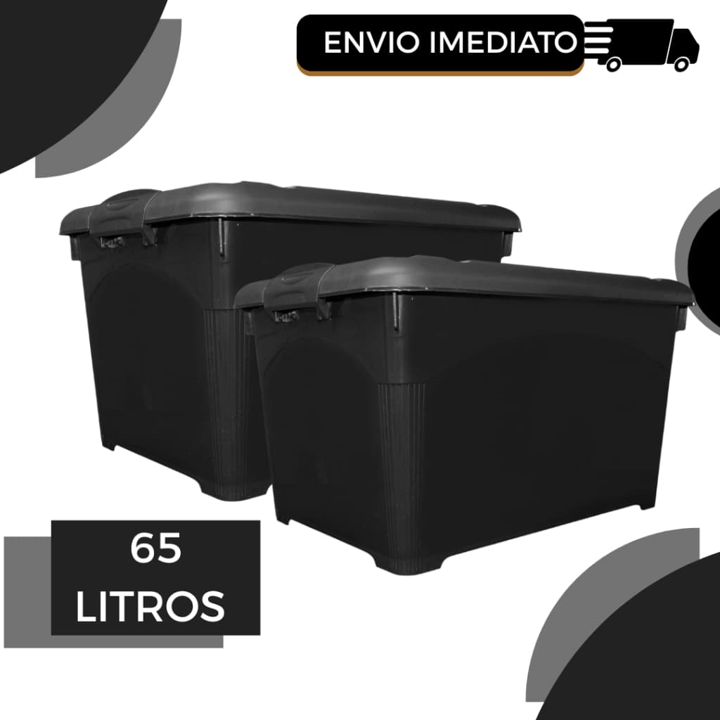 Caixas Organizadora Grande 65L Reforçado com Tampa e Rodinhas para Transporte Fácil