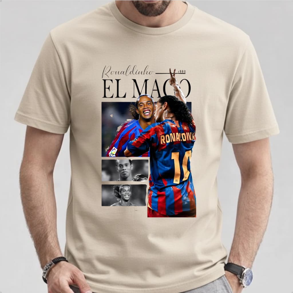 Camiseta Ronaldinho Gaucho Masculina Camisa Personalizada El Mago Retro Adulto Infantil 100% Algodão