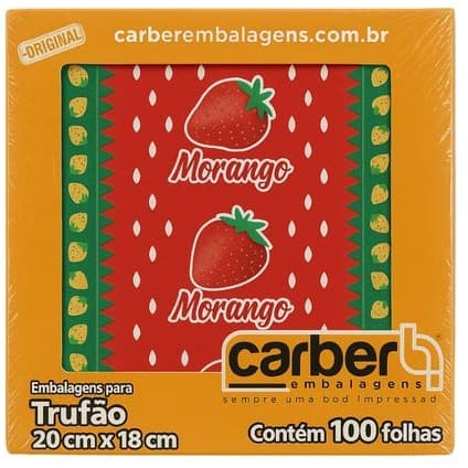 Embalagem Para Trufas E Bombons 14,5cmx15,5cm Carber Morango