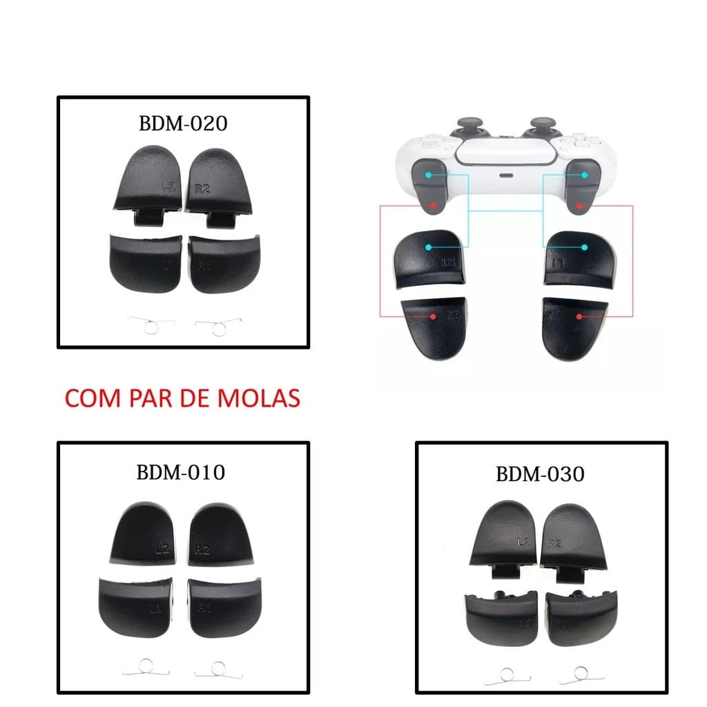 Kit De Botões Gatilho V1, V2, V3 Compatível Com Controle Ps5 Bdm-010, 020, 030