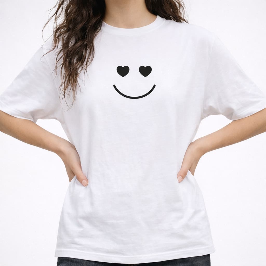 Camiseta Feminina Oversized Camisa Manfinity Ombros Caído StreetWear Moda Tendencia Verão Sorriso Bolso