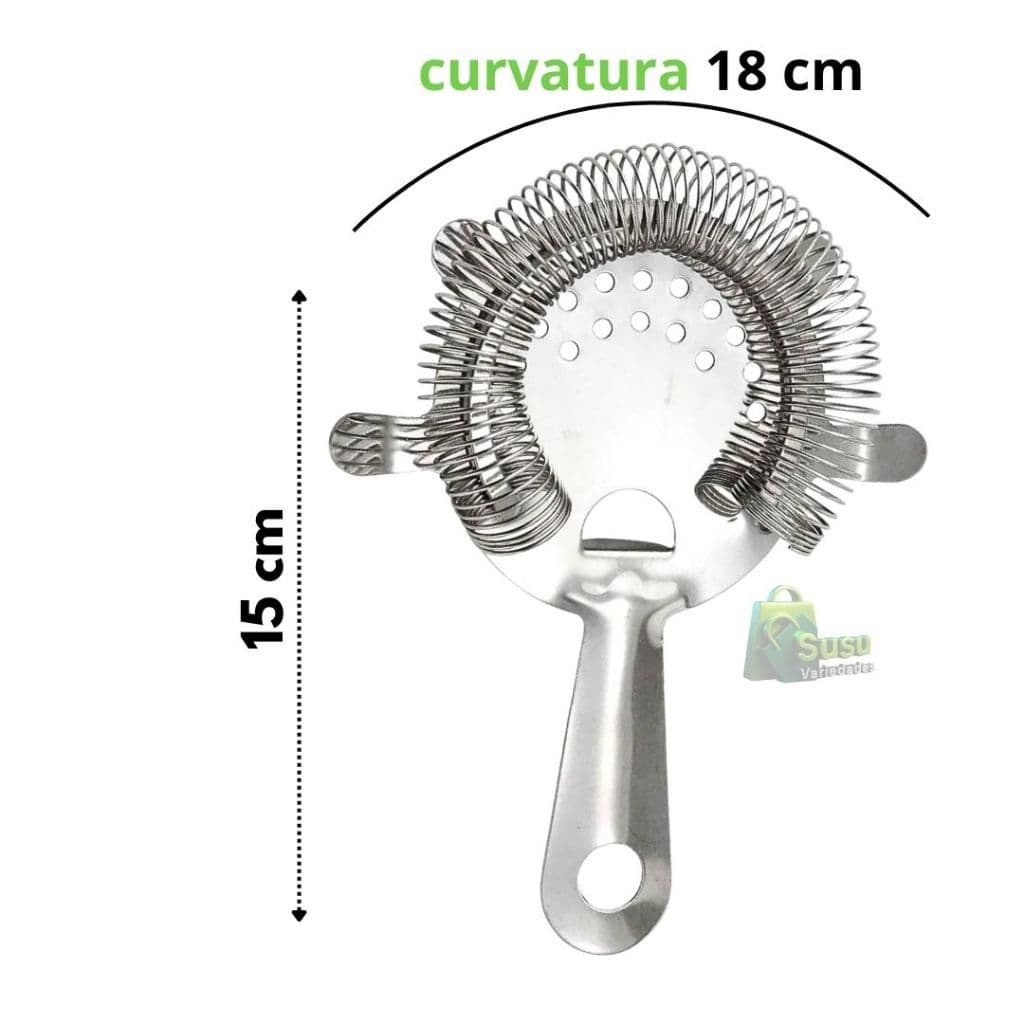 Coador Strainer 4 Apoios em Inox p/ Filtrar Drinks p/ Bartenders  - Uso em Bar, Restaurante e Casa