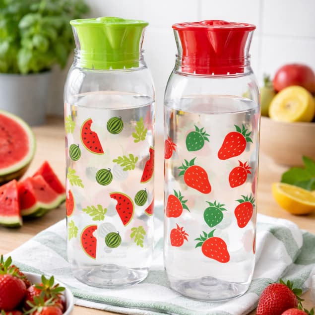 2 Jarra Garrafa De Água Suco Geladeira Tampa Higiênica 1,4l Summer