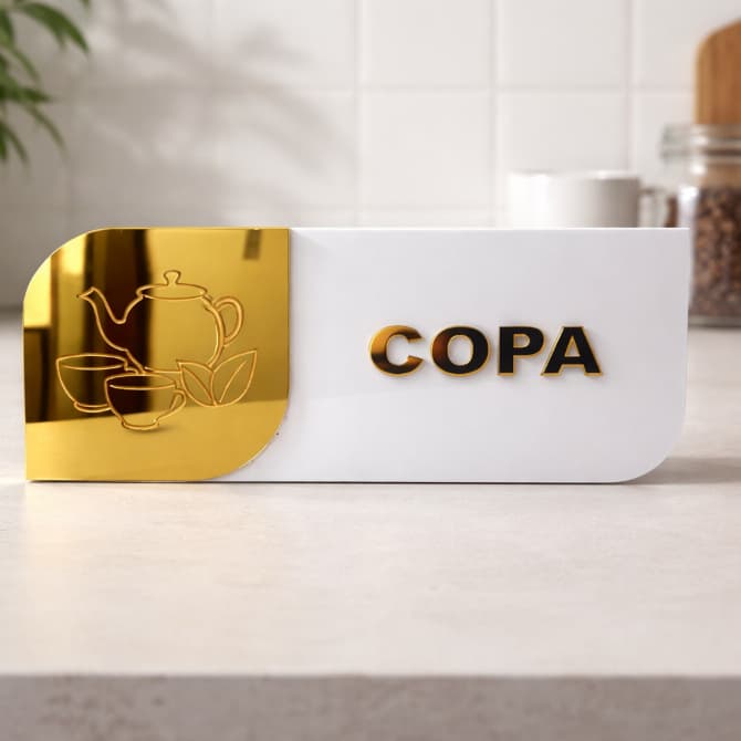Placa Acrílica Branca Decorativa Copa 25x10 Identificação De Ambiente