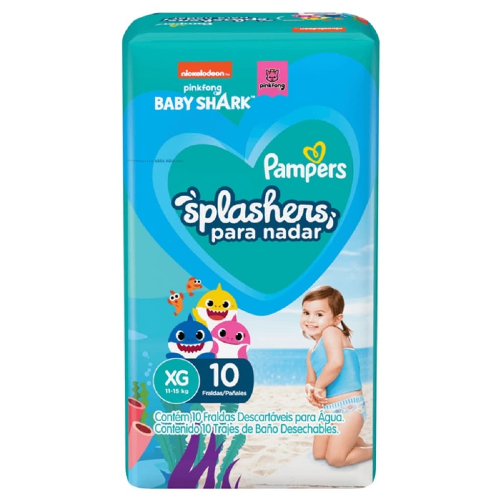 Fralda Pampers Praia e Piscina Baby Shark Splashers para nadar