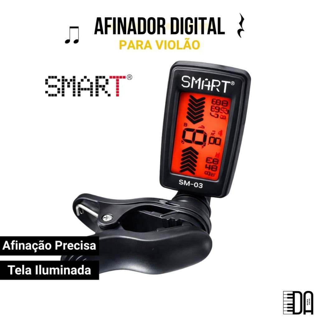 Afinador Digital para Violão Guitarra Elétrica Smart SM03 com Prendedor Antiderrapante