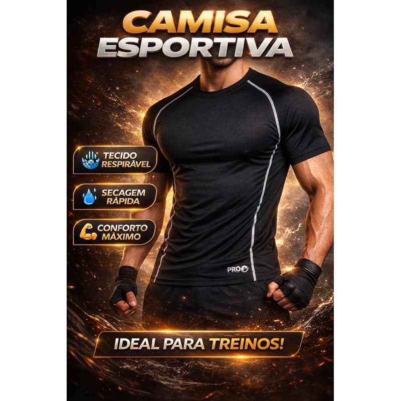 Camiseta Dry Fit Masculina Academia Fitness Compressão Manga Curta Slim Treino Esportiva Respirável Corrida Gym Conforto