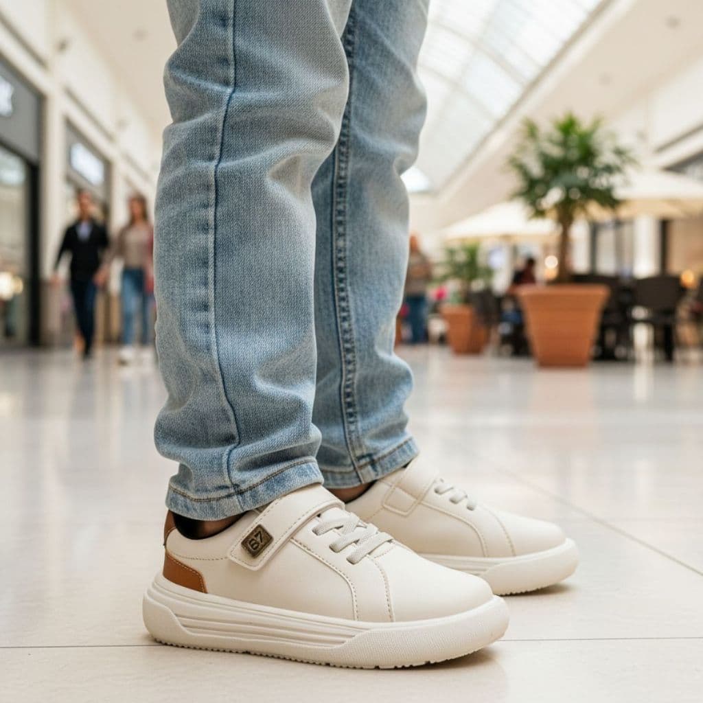 Tênis Menino Infantil Casual Sapatênis Macio Leve Confortável Sapato Masculino Passeio Off White