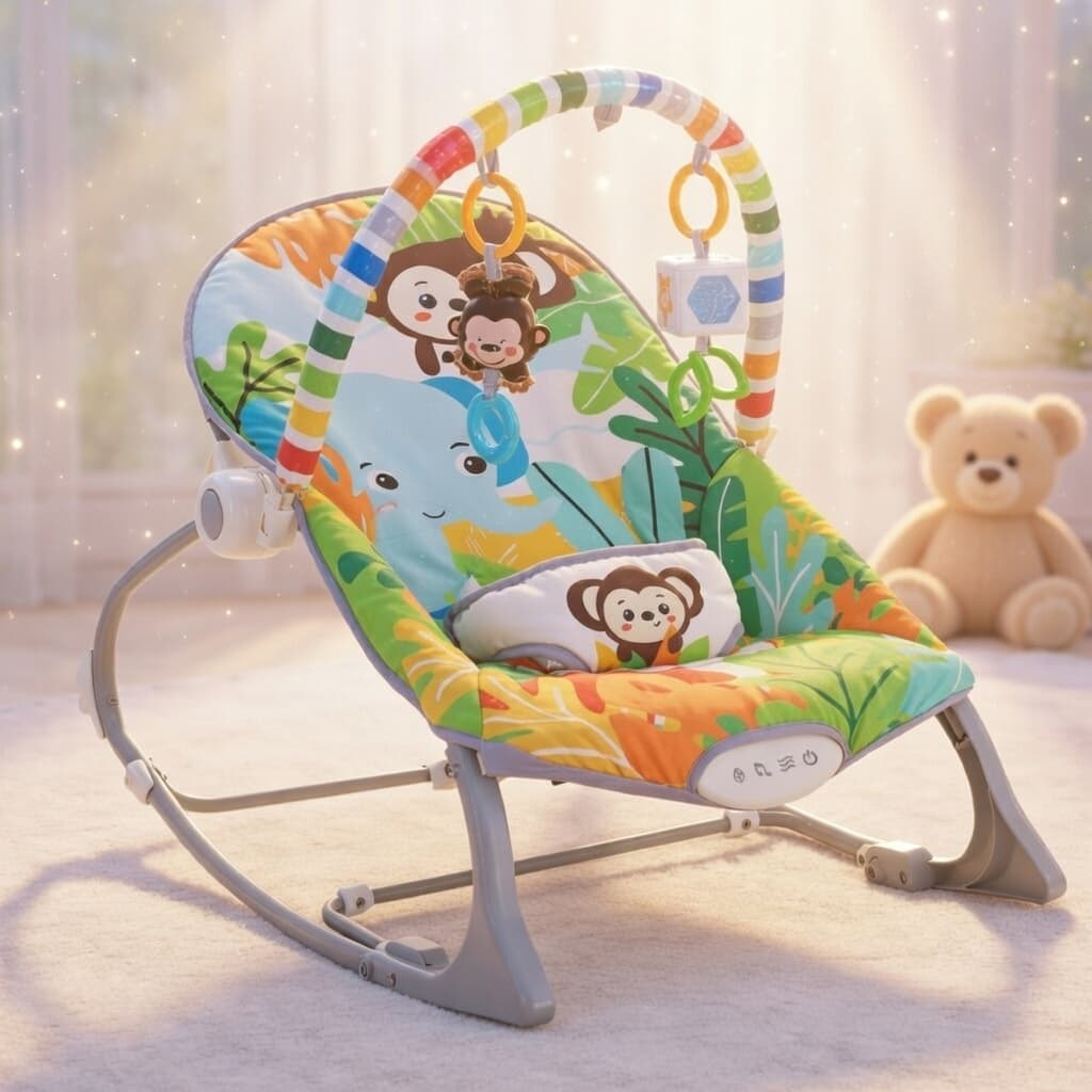 Cadeirinha Descanso Balanço Vibratória com Musical e Ruído Branco acalma Bebê