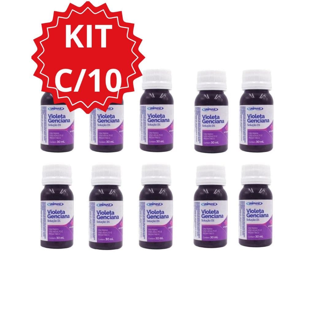 Kit C/10 UNIDADES  VIOLETA GENCIANA 30ML 1% UNIPHAR MATIZADOR