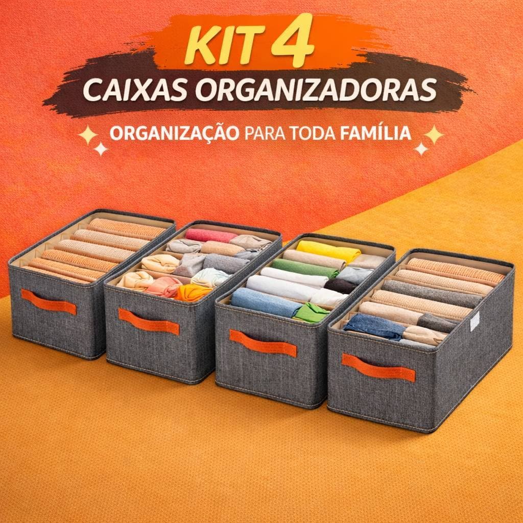 kit Conjunto 2 4 5 Caixa de Armazenamento Dobrável Grande | Para Guarda-Roupas, Armários e Gavetas