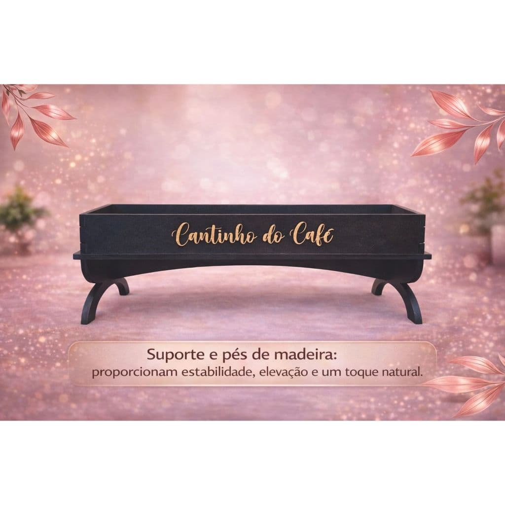 Bandeja Com Pé de MDF 5MM 20cm x 40cm Cantinho do Café