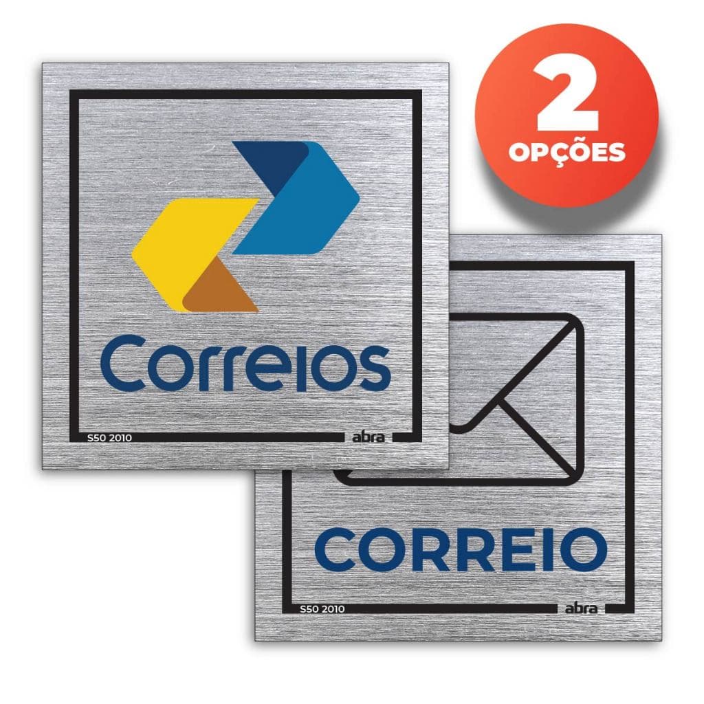 Placa Sinalização Correio 10x10cm Pvc Adesivo Aço Escovado