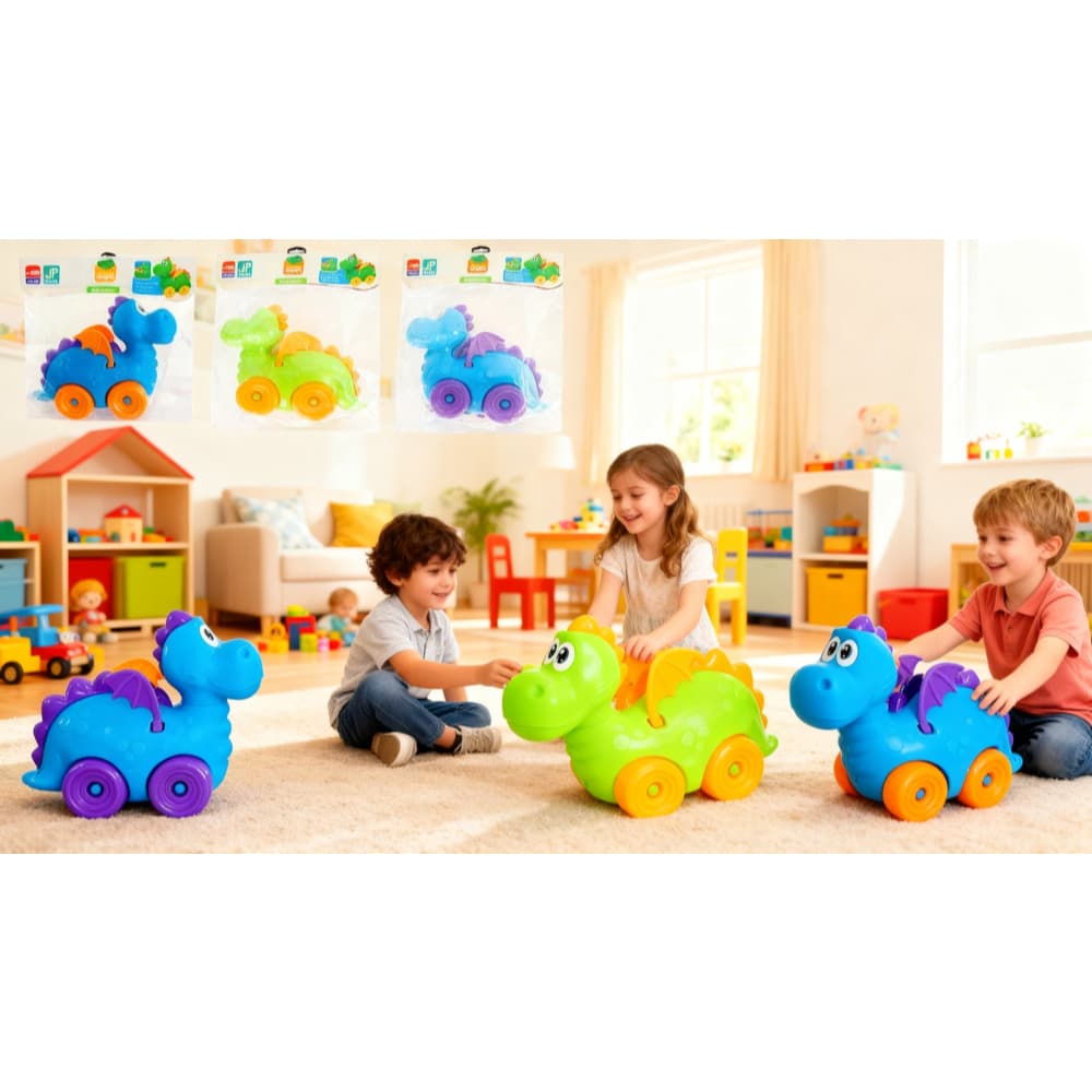 Carrinho Dinossauro Movel Bate Asas Mexe Cabeca Brinquedo Infantil Sortido