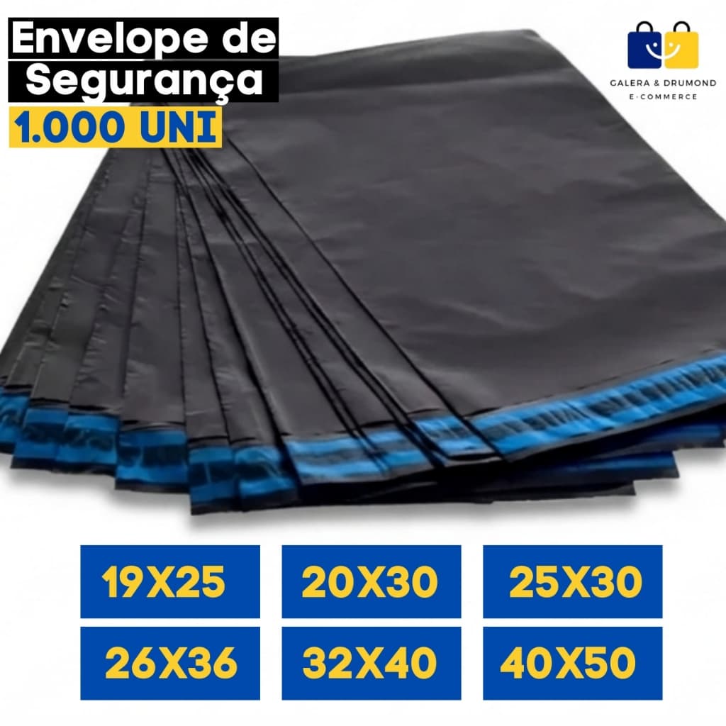 Kit 1000 Envelopes de Segurança Inviolável Preto