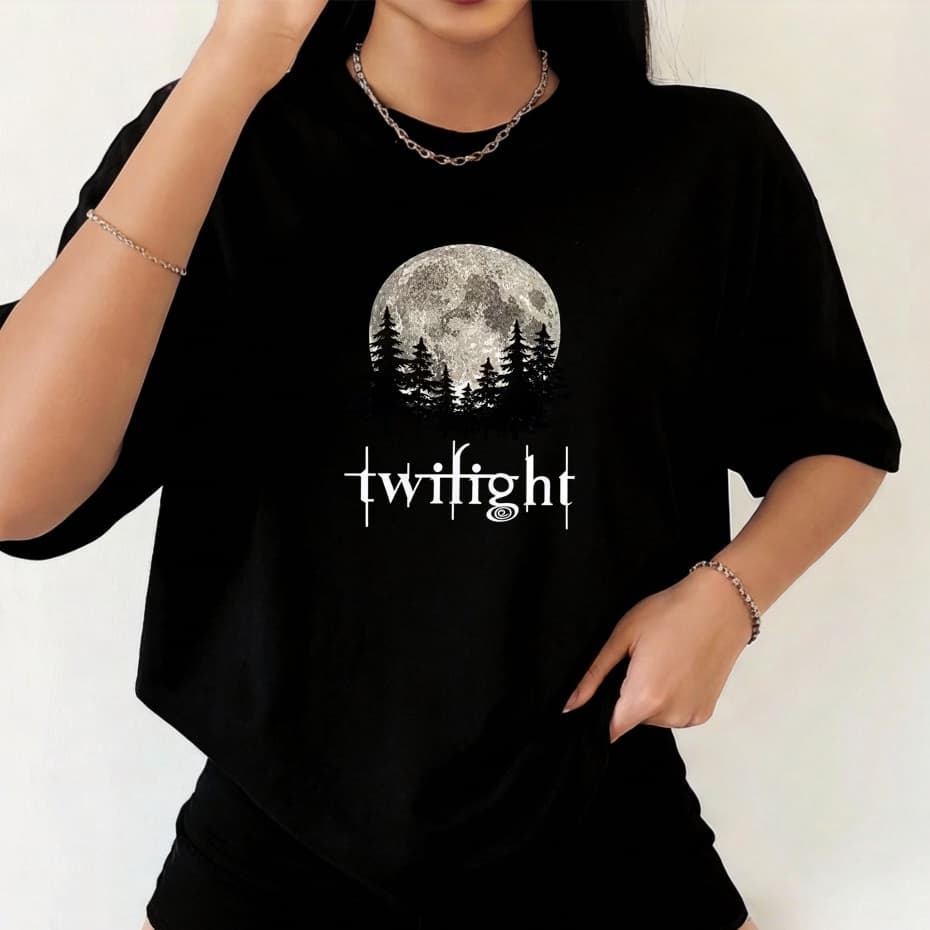 Camiseta blusa crepusculo twilight lua unissex tshirt 100% algodao fãs filme cinema 2026 tendencias