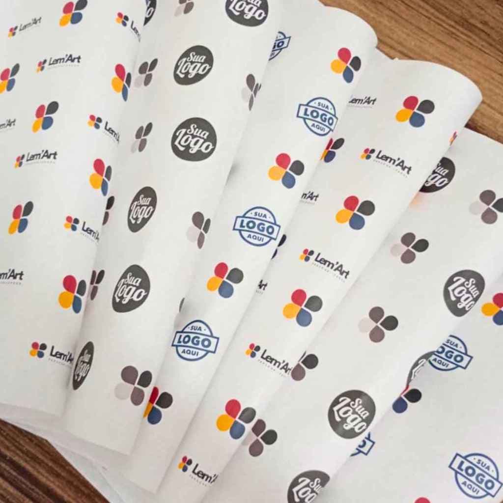 Papel Seda 30x60cm Personalizado Com Sua Logo | 100 Folhas Para Embalagem