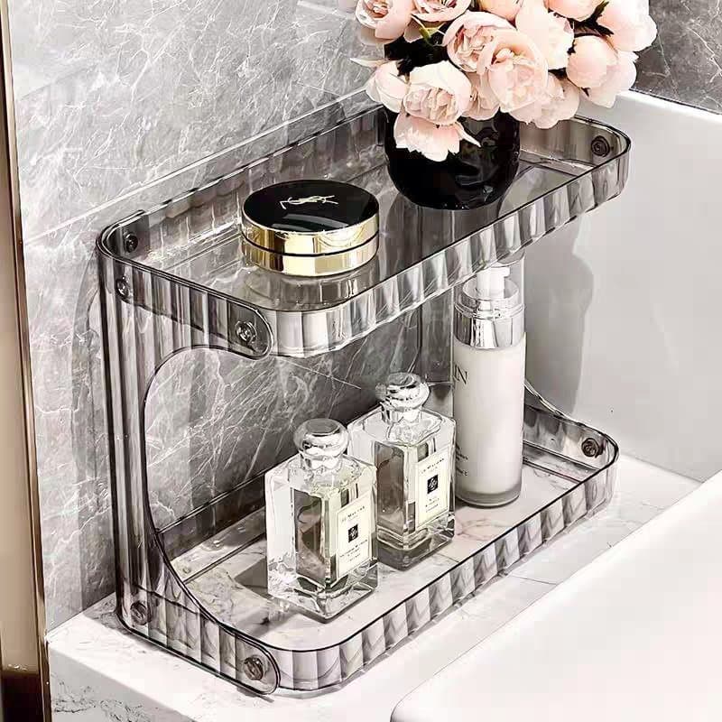 Organizador De Banheiro Acrílico 2 Andares Prateleira Diamante De Maquiagem, Cosméticos e Perfumes