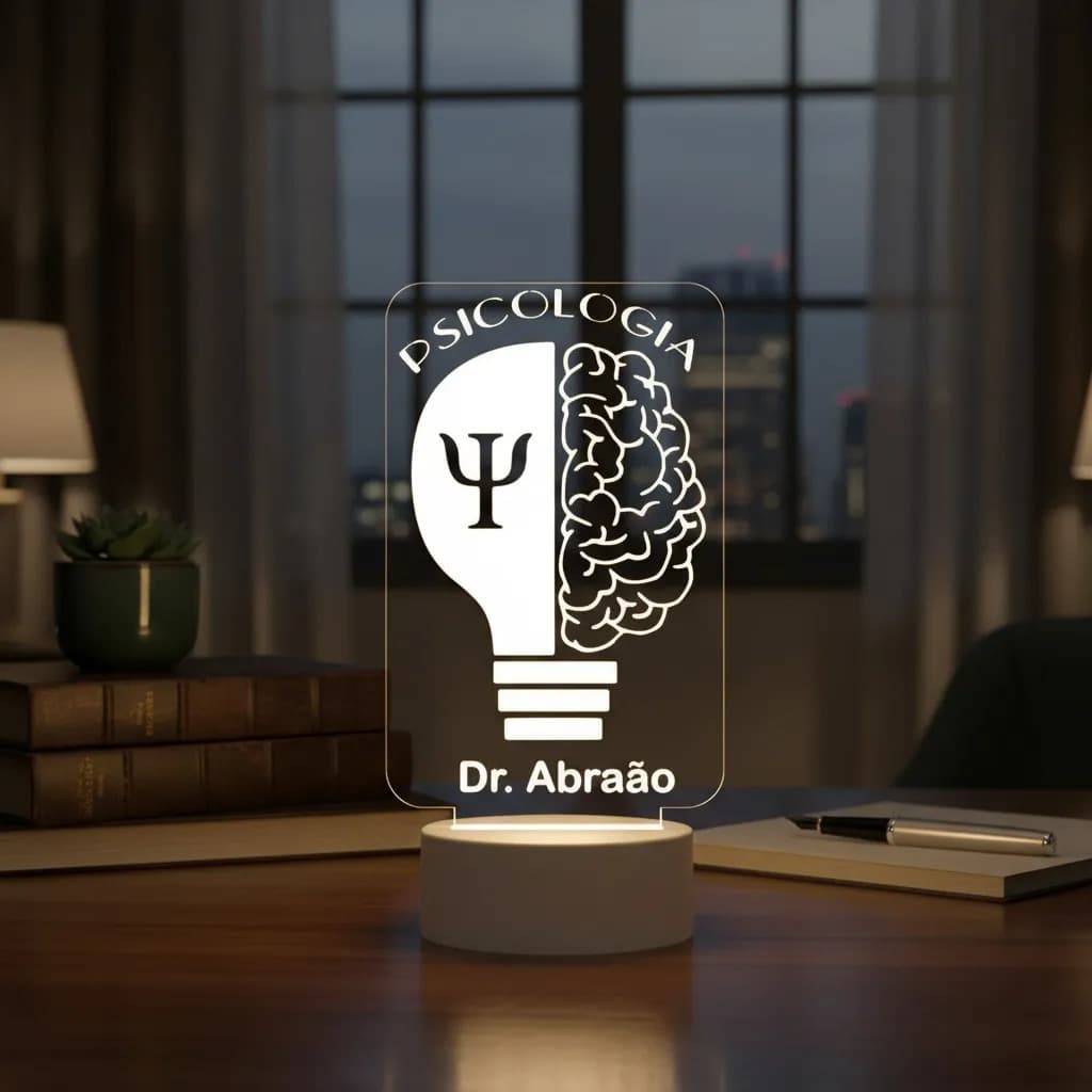Luminária Led 3d | Psicologo Psicologia | Abajur Presente Criativo Decoração