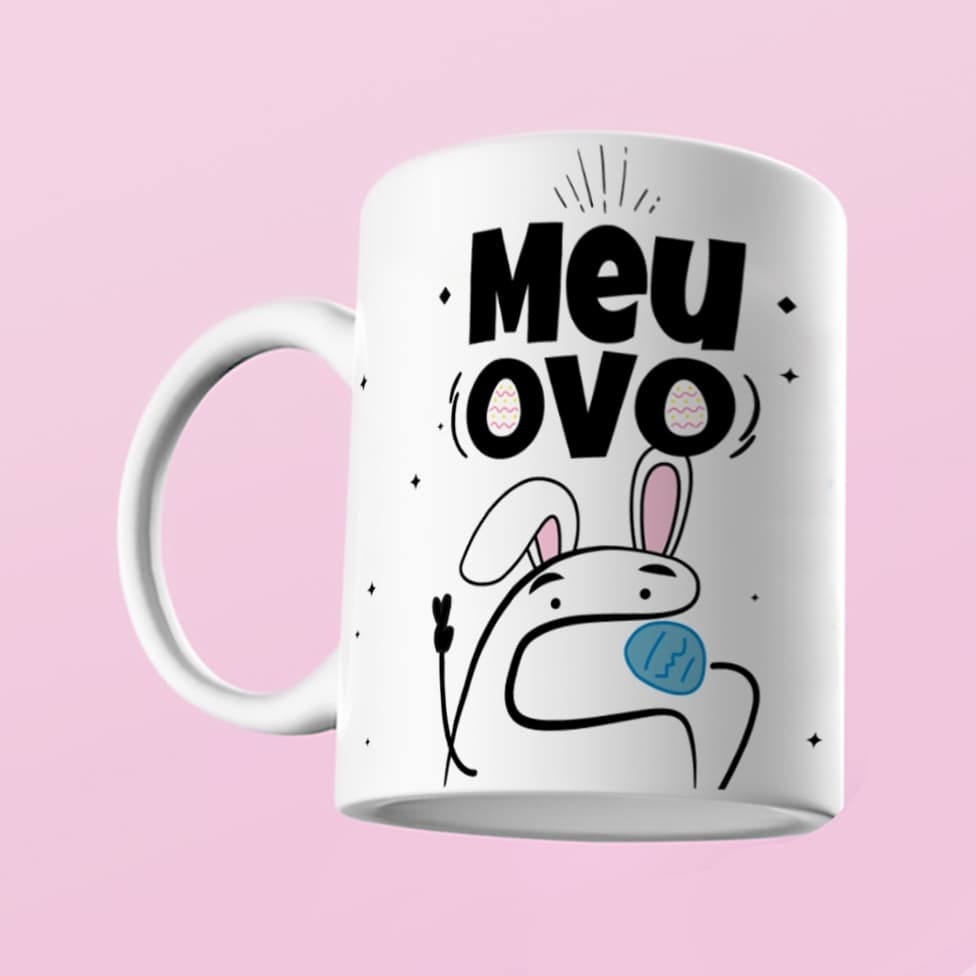 Caneca Meu Ovo - Presente de Páscoa | em Cerâmica Branca 325ml