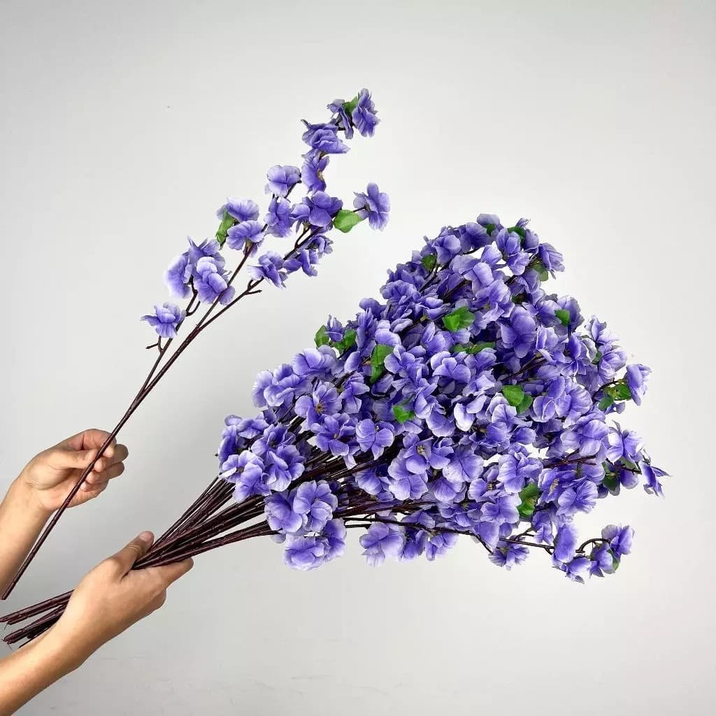 Buquê De Flores De Cerejeira Artificial Flor De Pêssego Decoração De Casamento 65cm - A-504 ROXO